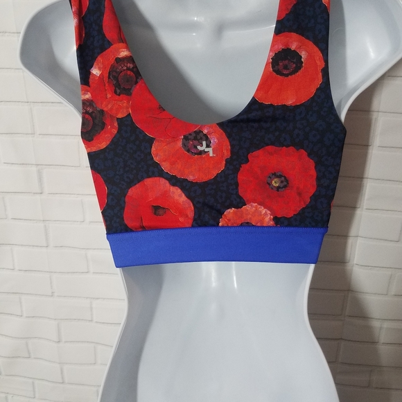 Poppy Flower Cute Floral Cheetah Sports Bra - Picture 4 of 8